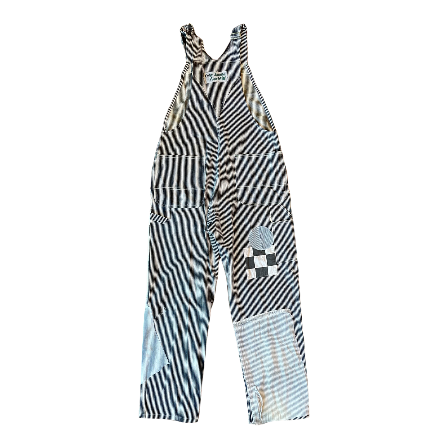 Striped feed sack overalls