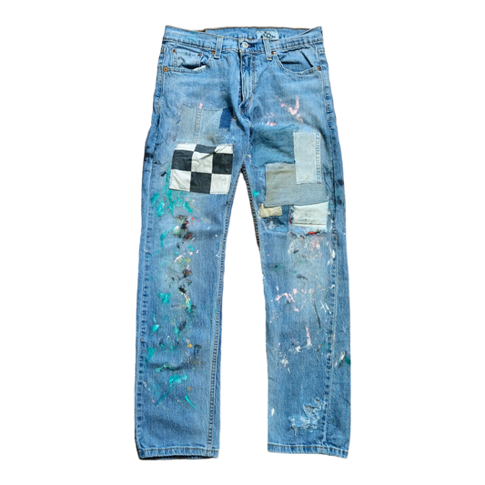 Repaired painters pants